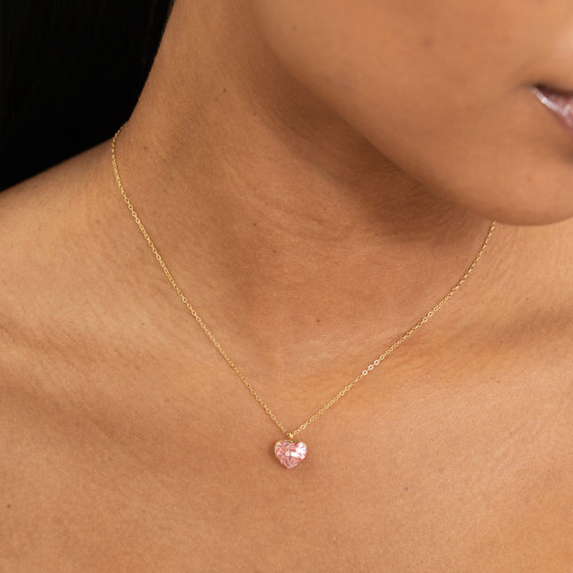 Collier - coeur en cristal taillé 10mm - orné de cristaux Swarovski®