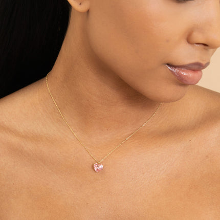 Necklace - 10mm faceted crystal heart - embellished with Swarovski® crystals