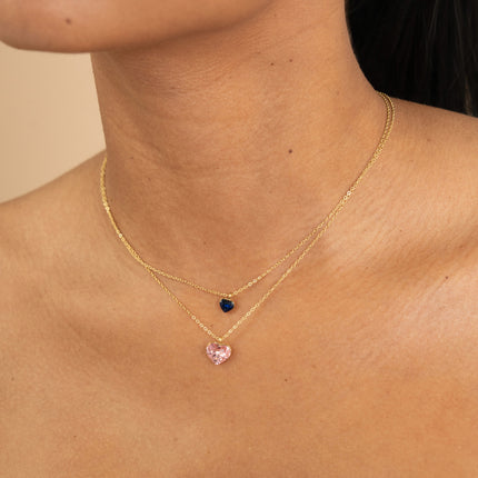 Necklace - 10mm faceted crystal heart - embellished with Swarovski® crystals