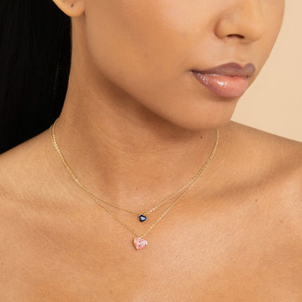 Necklace - 10mm faceted crystal heart - embellished with Swarovski® crystals