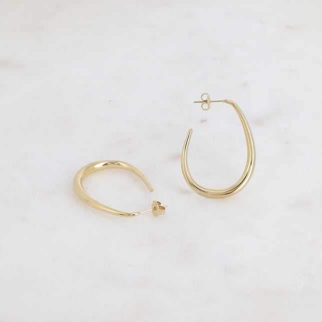 Lory Creole earrings - teardrop-shaped ring 30x40mm