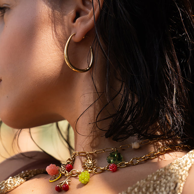 Lory Creole earrings - teardrop-shaped ring 30x40mm