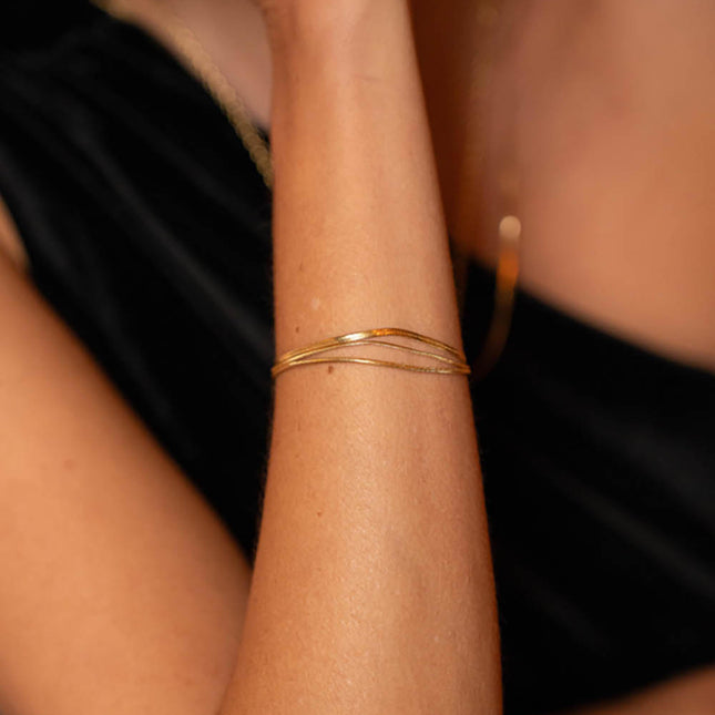 Amal 3-strand bracelet - 2 snake links and one mirror link