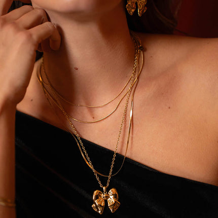 Amal 3-strand necklace - 2 snake links and one mirror link