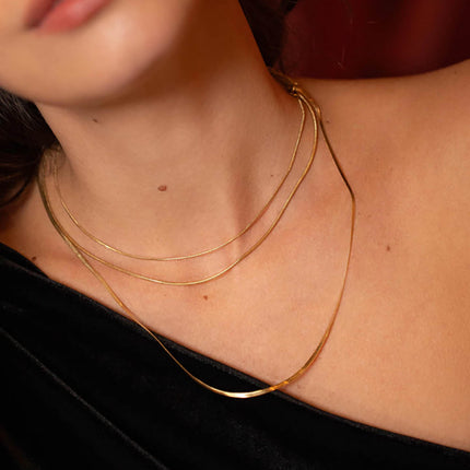 Amal 3-strand necklace - 2 snake links and one mirror link