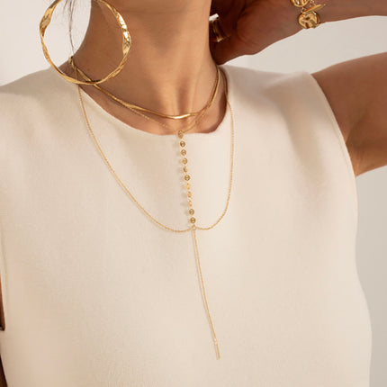Collier 3 rangs Belinda - ras de cou, maille miroir, 2 forçats reliées par une chaîne de pastilles rondes