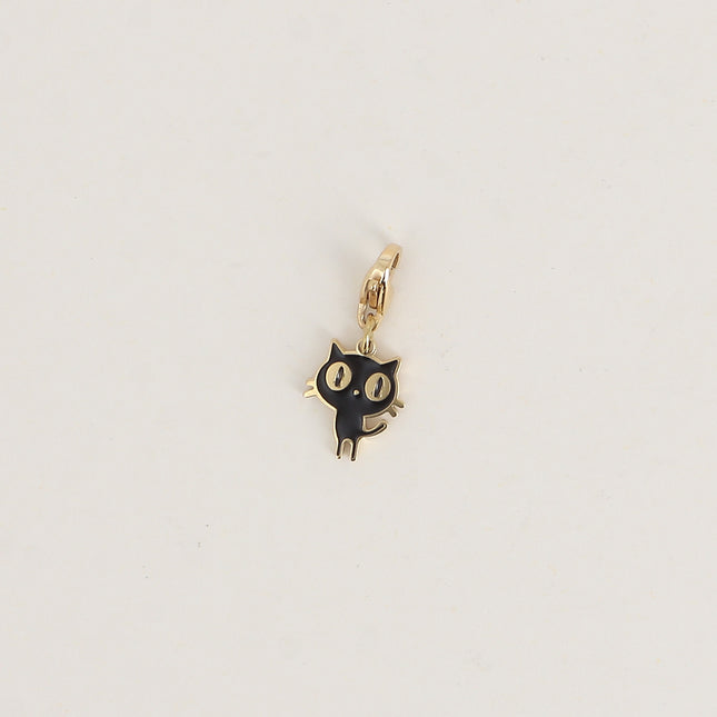 Charm - chat noir émaillé