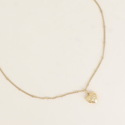 Collier - chaîne avec boules et coeur texturé