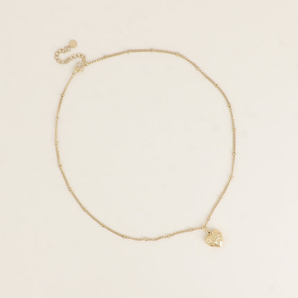 Collier - chaîne avec boules et coeur texturé