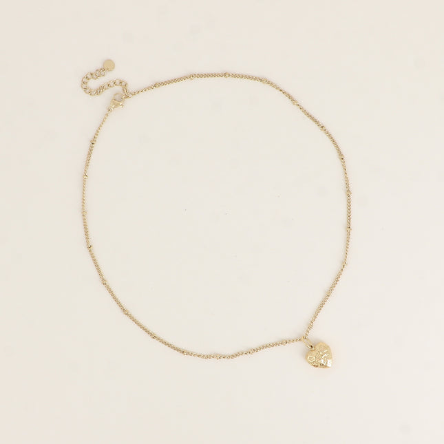 Collier - chaîne avec boules et coeur texturé