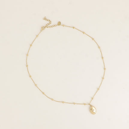 Collier - chaîne avec boules, ovale avec étoile et cristal