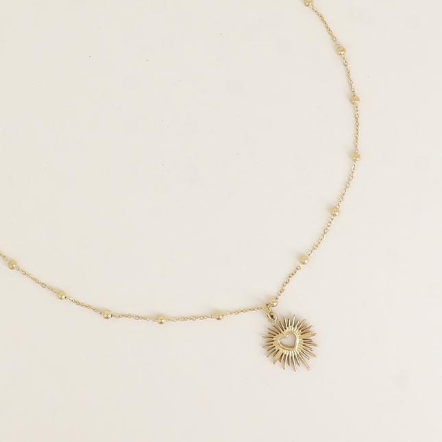 Collier - chaîne avec boules, coeur type ex voto