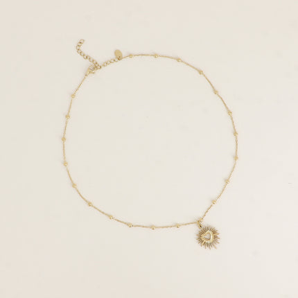 Collier - chaîne avec boules, coeur type ex voto