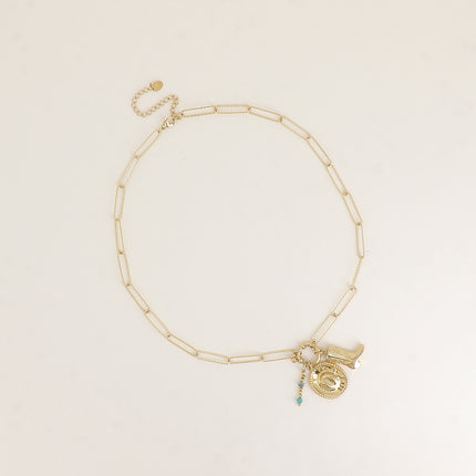 Collier - pierres naturelles, chapeau et botte