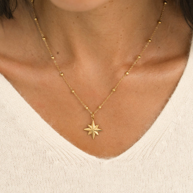 Collier - chaîne avec boules, étoile du Nord