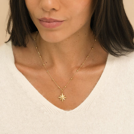 Collier - chaîne avec boules, étoile du Nord