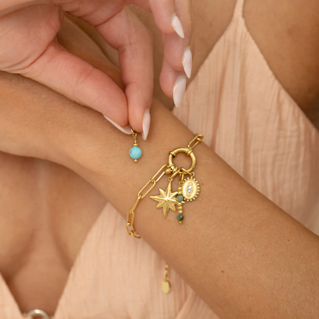 Cartelette WITH LOVE Bracelet et 6 pendentifs (étoile et pierres naturelles)