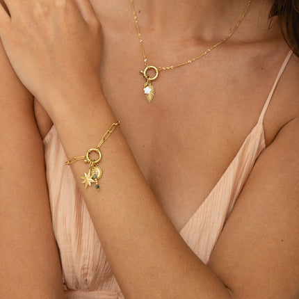 Card with LOVE Bracelet and 6 pendants (star and natural stones)
