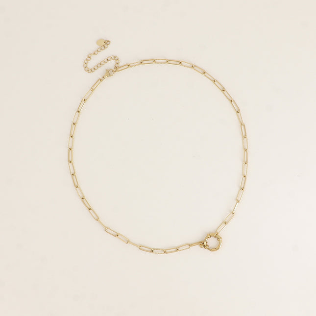Collier - maille alternée ovale lisse et torsadée, fermoir bouée