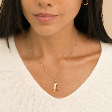 Collier - poisson et pierres naturelles