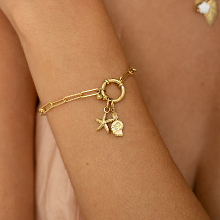 SUMMER VIBES card: Bracelet and 6 pendants (seashell, snail and starfish)