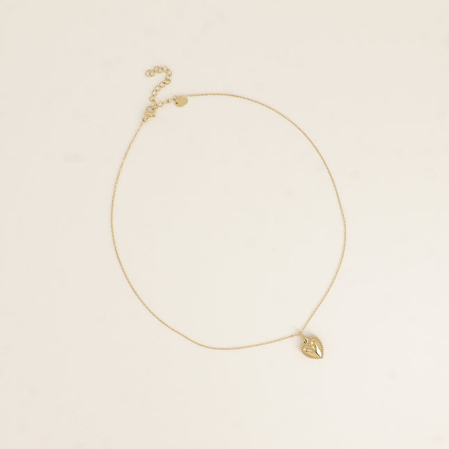 Collier - pendentif coeur aux contours grainés