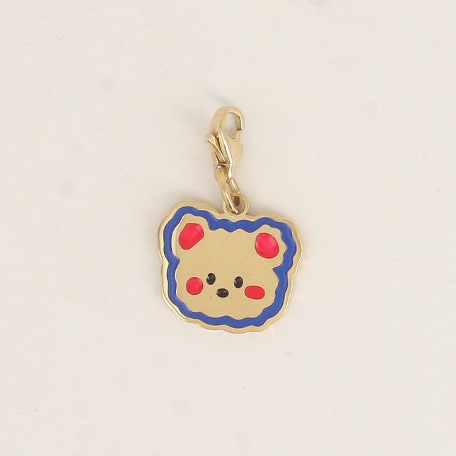 Charm - tête de nounours en émail