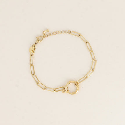 Bracelet - maille ovale alternée lisse et torsadée, fermoir bouée