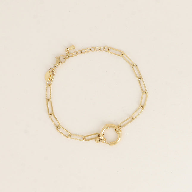 Bracelet - maille ovale alternée lisse et torsadée, fermoir bouée