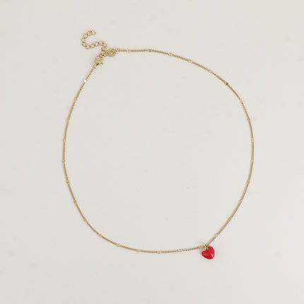 Collier - petit pendentif coeur émaillé