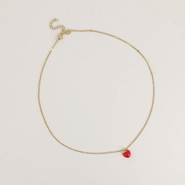Collier - petit pendentif coeur émaillé