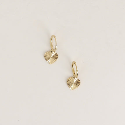 Créoles - coeur plat facetté effet rayonnant