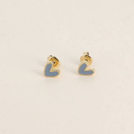 Boucles puces - coeur en émail
