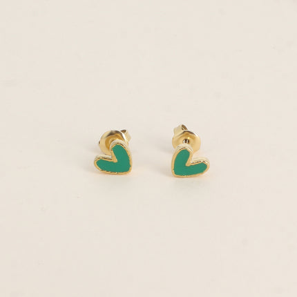 Boucles puces - coeur en émail