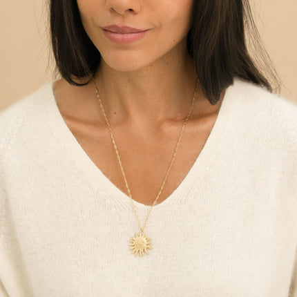 Necklace - textured sun pendant