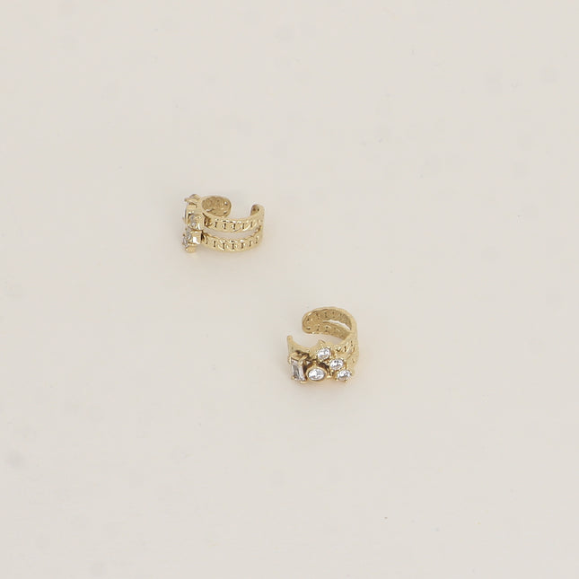 Earcuffs - anneau effet maille et 5 cristaux