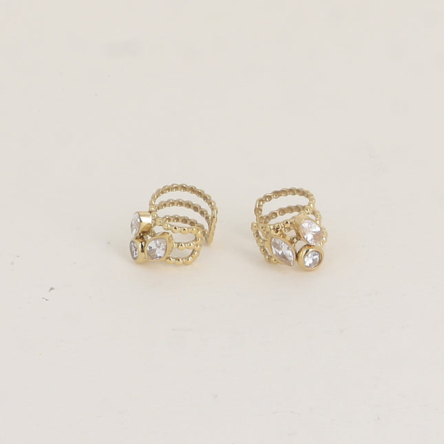 Earcuffs - 3 anneaux milgrain et de 3 cristaux