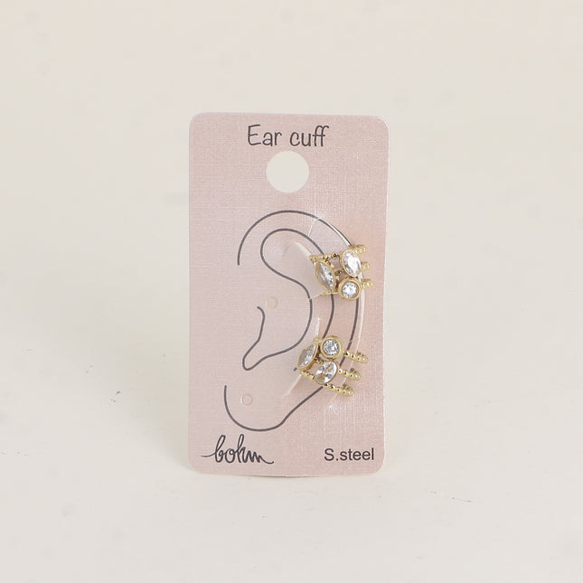 Earcuffs - 3 anneaux milgrain et de 3 cristaux