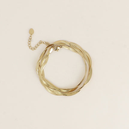 Bracelet 2 tours - mailles miroir tressées