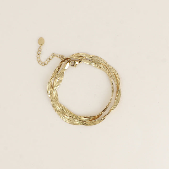 Bracelet 2 tours - mailles miroir tressées