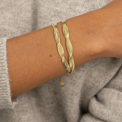 Bracelet 2 tours - mailles miroir tressées
