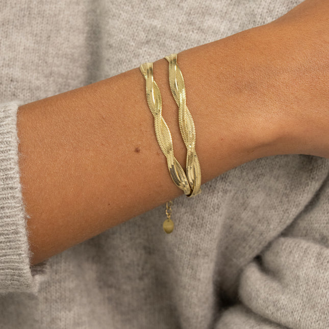 Bracelet 2 tours - mailles miroir tressées