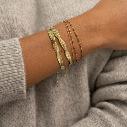Bracelet 2 tours - mailles miroir tressées