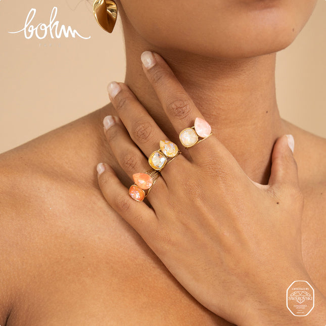 Bague - ornée de cristaux de Swarovski®, carré 10mm et goutte