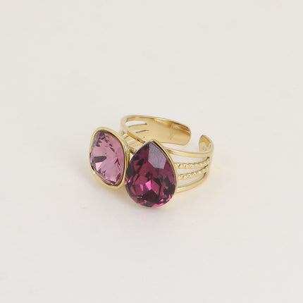 Bague - ornée de cristaux de Swarovski®, carré 10mm et goutte