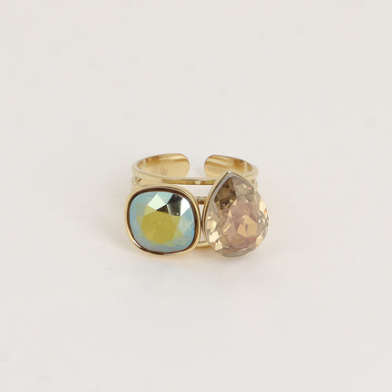 Bague - ornée de cristaux de Swarovski®, carré 10mm et goutte
