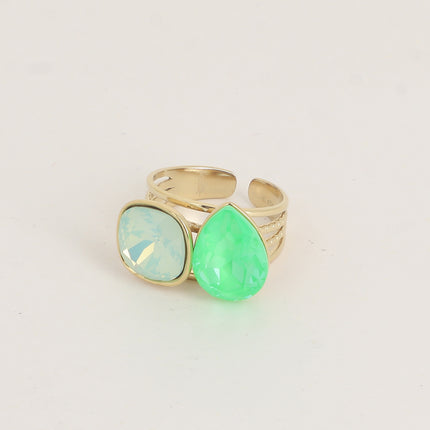 Bague - ornée de cristaux de Swarovski®, carré 10mm et goutte