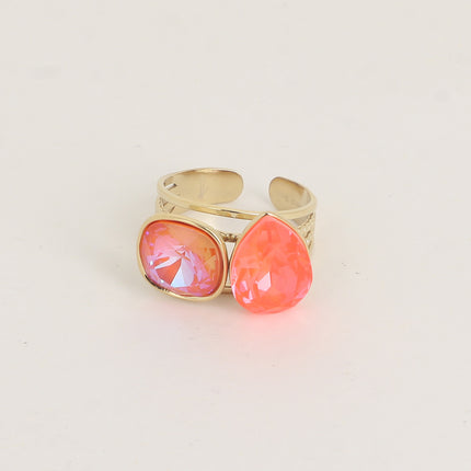 Bague - ornée de cristaux de Swarovski®, carré 10mm et goutte
