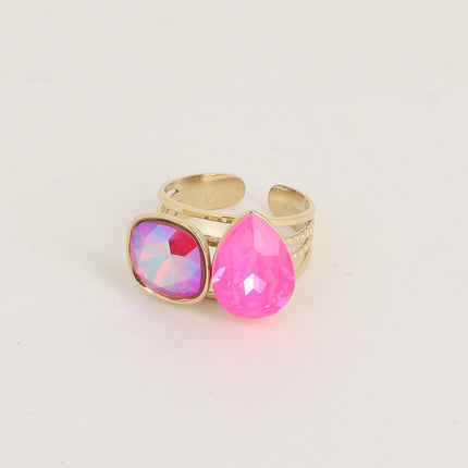 Bague - ornée de cristaux de Swarovski®, carré 10mm et goutte