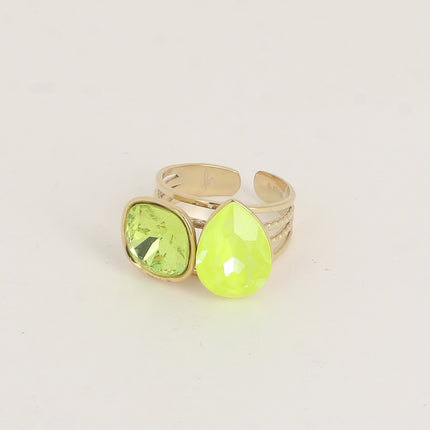 Bague - ornée de cristaux de Swarovski®, carré 10mm et goutte